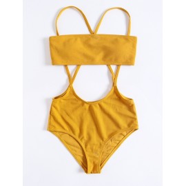 Women Solid Color Split Sling Swimsuit Set