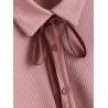 Vertical Striped Cuff Sleeve Shirt with Bowknot
