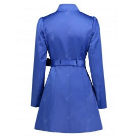 Turn-down Collar Skirted Coat with Belt