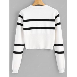 Striped Round Neck Sweater Crop Top