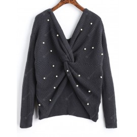 Twist Pearly V Neck Sweater