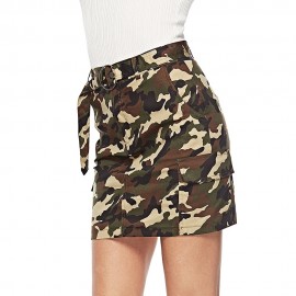 Women's Mini Skirt Camouflage Pocketed Skirt