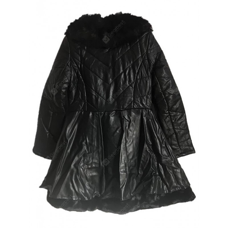 Women's PU Leather Fur Stitching Cotton Suit Down Coat