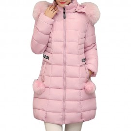 Waterproof Hoodies Long Winter Woman Dows Jacket Pink Fur Coat