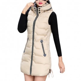 Winter Fashion Sleeveless Long Slim Down Jacket In-Stock