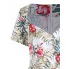 Plus Size Floral Leaf Print Surplice Dress