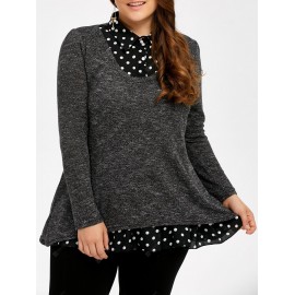 Plus Size Polka Dot Insert Sweater