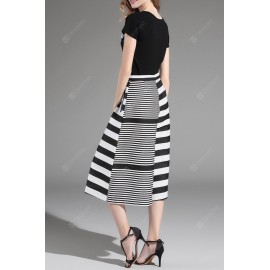 Top and Striped Wide Leg Pants