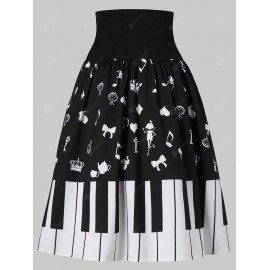 Piano Key Print Lace Up Skirt