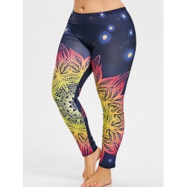 Plus Size Colored Pattern Yoga Leggings