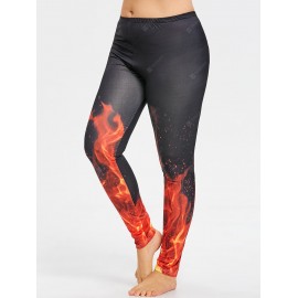 Plus Size Fire Pattern Yoga Tights