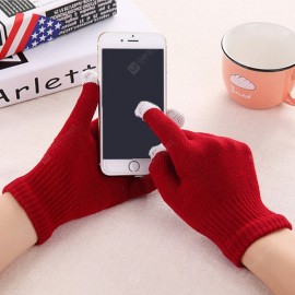 Warmth Thickening Solid Color Touch Screen Gloves