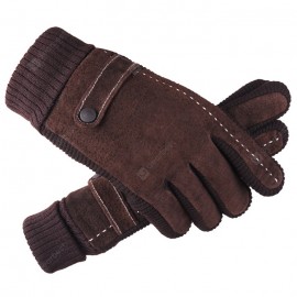 Touch Screen Pigskin Gloves Cycling Motorcycle Winter Thickening Plus Warm Gloves