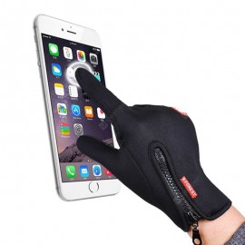 Winter Waterproof Windproof Touch Screen Silicone Anti-skid Zipper Fleece Warm Gloves
