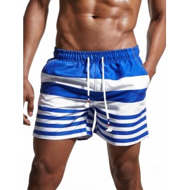Stripes Panel Lace Up Swimming Shorts