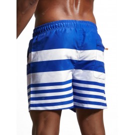 Stripes Panel Lace Up Swimming Shorts