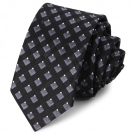 Stylish Checkered Jacquard 6.5CM Width Black Tie For Men