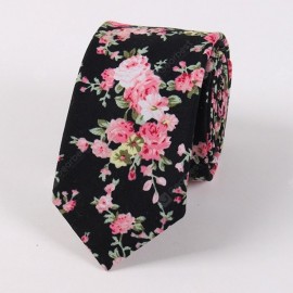 Vintage Floral Printed Cotton Neck Tie