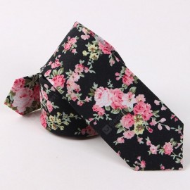Vintage Floral Printed Cotton Neck Tie