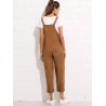 Women's Strap Button Cropped Solid Color Pocket Casual Jumpsuit