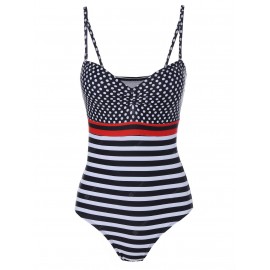 Women's Trendy Spaghetti Strap Polka Dot Striped One Piece Swimwear