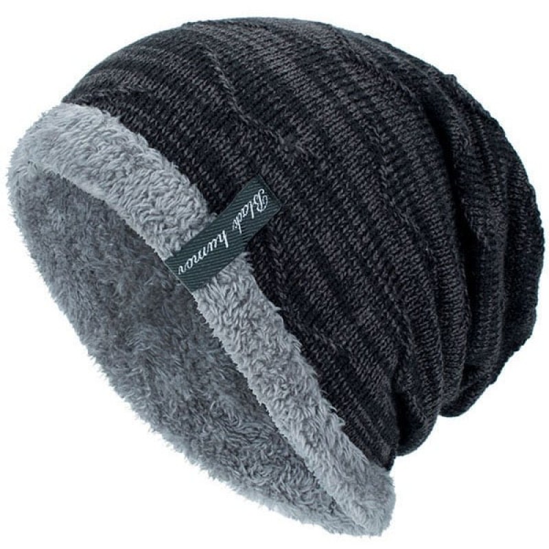 Tide Knit Wool Winter Plus Velvet Warm Hook Head Men's Outdoor Cap