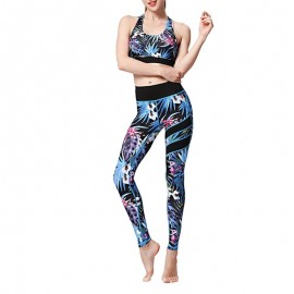 Women  Yoga Set Gym Clothes Sports Suit Trendy Print Sleeveless Two-Piece