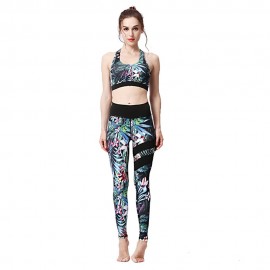 Women Trendy Print Sleeveless Two-Piece Yoga Set Gym Clothes Sports Suit