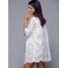 Openwork Row Edged Floral Lace Kimono Cover-Up