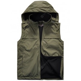 Outdoor Men's Autumn Winter Plus Velvet Warm Windproof Jacket Hooded Detachable