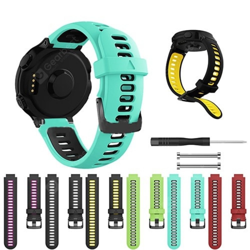 Two-color Silicone Vented Watch Strap for Garmin 735xt 220 230 235 620 630