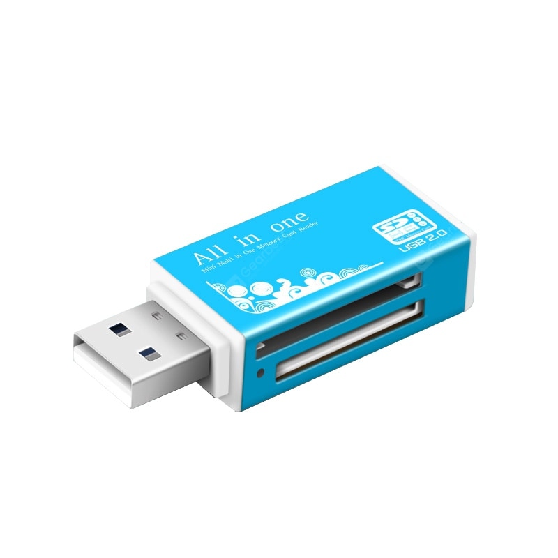 Rectangle USB 2.0 SD / MS / TF / M2 Multifunction Metal Card Reader