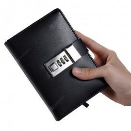 SP1284 Black Vintage Pocket Notebook with Metal Password Lock