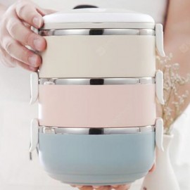 Round Stainless Steel Insulated Lunch Box Portable Four-layer Lunch Box Insulation Barrel