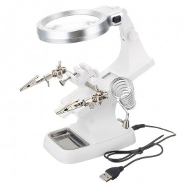 Welding Magnifier LED Helping Hand Soldering Iron Stand Magnifying Lens Magnifier Clamp Tool