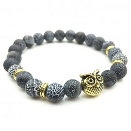 Unisex Weathering Agate Owl Beads Bracelet