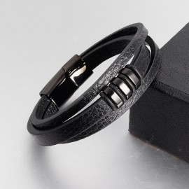 Simple Cool Bracelet Men Leather Belt Boat Anchor Wristband Bangle Bracelet
