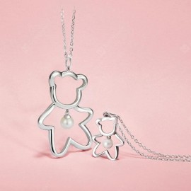 Xiaomi Youpin LUCKYME Cute Bear 925 Silver Inlaid Pearl Jewelry