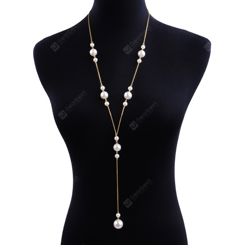 Vintage Pendant Faux Pearl Alloy Necklace