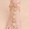 SL130 Stylish Simple Metal Texture Carved Disc Beach Tassel Anklet