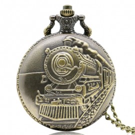 REEBONZ Steampunk Vintage Train Quartz Pocket Watch Necklace Pendant