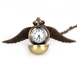 Popular Harry Potter Enchanted Snitch Steampunk Locket Ball with Double Sided Brass Wings Necklace Pocket Quartz Watch
