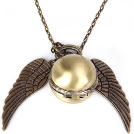 Popular Harry Potter Enchanted Snitch Steampunk Locket Ball with Double Sided Brass Wings Necklace Pocket Quartz Watch