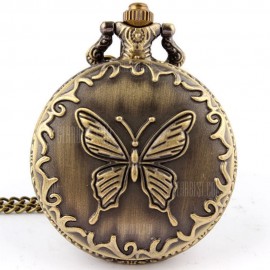 REEBONZ Vintage Butterfly Quartz Pocket Watch Necklace Pendant