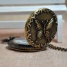 REEBONZ Vintage Butterfly Quartz Pocket Watch Necklace Pendant