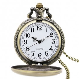 REEBONZ Clamshell Steampunk Vintage Quartz Pocket Watch Necklace Pendant