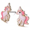 Pink Unicorn Necklace Earrings