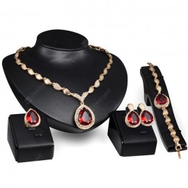 Women Water Drop-shaped Gold Plated Jewelry 4PCS / Set
