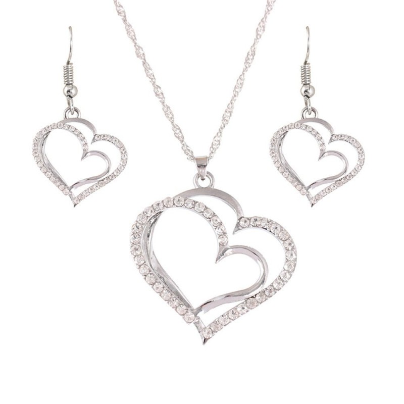 Princess Bride Bridesmaid Romantic Wedding Creative Necklace Earring Set Fashion