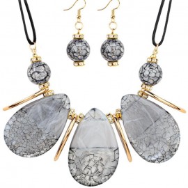 Rhinestone Teardrop Beads Necklace and Earrings